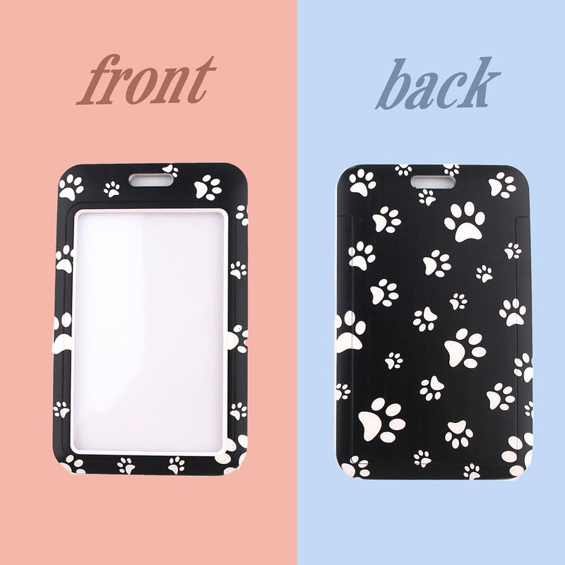 DMLSKY Cute ID Badge Holder with Paw Print Designed Fabric Strap Neck Lanyard for Men Women (Hard Case) - Image 5